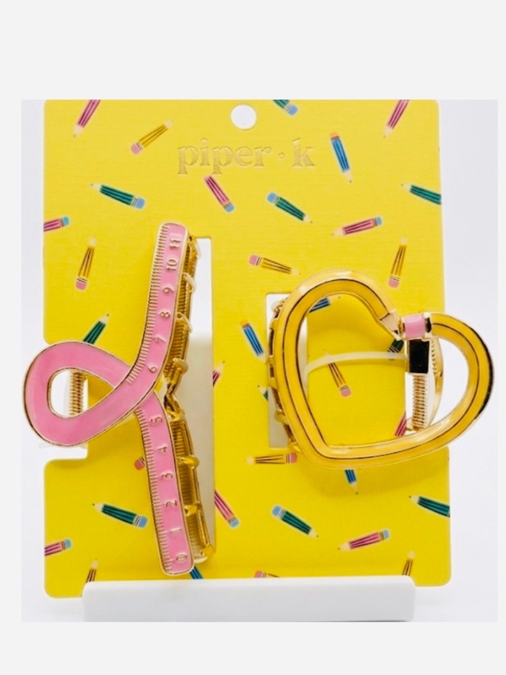 NWT ⚜️💖⚜️ Piper K Back to School Metal Hair Claw Clips set of 2